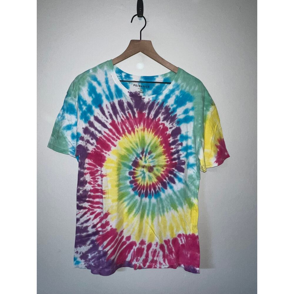 Basics Rainbow Spiral Tie Dye Shirt Pacsun PS Short Sleeve Y2K 2000s Medium